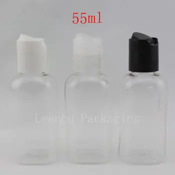 55ml X 50 tuščia ovalo formos kosmetikos plastikinis buteliukas su disko dangtelis, skaidrus PET butelio plastiko losjonas butelis,kosmetika bakas